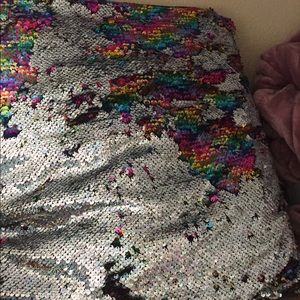 holo and rainbow mermaid pillow